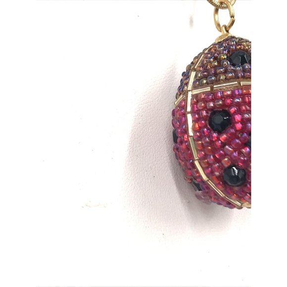 Terrilyn Designs Artisan Ladybug Beaded Egg Pendant Necklace in Nest - Picture 5 of 6